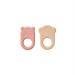 Oyoy Mini Beißring Baby - Nelson & Ling Ling Baby Teethher (Vanilla/Coral) - 2 Set Site Ring for teething in cream/rose made of silicone - baby toothing with Greifring - M107170