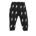 Baby Moo's Lightning Bolt Trendy Baby Toddler & Kids Trousers | Storm Print Black Boredom-Busting Cool Joggers for Boys & Girls | (Black & Off-White) 1-2 Years Black