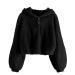 Kids Girl's Fleece Hoodie Warm Loose Button Down Pullover Jacket Top Coat Floral Long Sleeve Shirts Black 9-10 Years