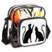 Clear Crossbody Messenger Stadium Approved Animal Black Cats Print Shoulder Bag for Woman Man Travel Concerts Sports Event or Work