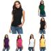 Angxiwan Turtleneck Tank Tops for Women Slim fit Sleeveless Solid Color Blouse Basic Base Shirts Black X-Large