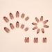 24 Pcs Almond French Tip Press on Nails with Gold Line Stripes and Leopard Designs - Glossy False Nails for Women and Girls - Buy Online on GoSupps.com