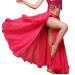 Wuchieal Women's Belly Dance Costume Chiffon Dancing Skirt Sexy Large Swing Dancing Skirts Dress Dark Pink One Size