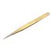 uxcell Non-magnetic Straight Tip Tweezer Anti-static Stainless Steel Precision Tweezer for Eyelash Extensions Volume Gold Tone 135x10mm Gold Tone