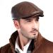 icehao Men's Adjustable Newsboy Hat Beret Hat Driving Hunting Fishing Hat Genuine Leather Ivy Cap Fashion Beret Hat Flat Cap. Brown
