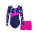 Sxiwei Kids Girls Active Gymnastics Dance Outfits One Piece Ballet Leotard with Booty Shorts Set Fairy Navy 6 Years