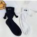 Hand in Hand Magnetic Holding Hands Couple Socks | Funny 3D Doll Mid-Tube Socks for Women & Men (Black+White) - Buy Online on GoSupps.com