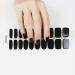 Solid Black Semi Cured Gel Nails Strips 20 Stickers Nail Wraps Soft Self-Adhesive Gel Nail Stickers Salon-Quality Gel Nail Strips for Nails French Tip Manicure UV/LED Lamp Required (04-Black)