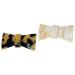 French Amie Classy Bow Cream Ivory and White Tokyo Small 2 1/4 Handmade Celluloid Acetate Set of 2 Hair Clip Barrettes