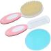 Baby Girl Hair Brush Set Newborn-Natural Soft Goat Bristle-Perfect Baby Registration Gift (Pink)