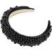 TRIXES Black Beaded Headband - Women's Fashion Accessory - Pearl Beaded