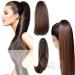 RemyHaar.eu | 30cm Clip-In Ponytail Hair Extension (100g) - Straight Brown Mix 4/30# - Perfect for Effortless Style - Buy Online on GoSupps.com