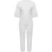 Bijerou Women's 2-Part Set - Casual Cotton Linen Top & Pants Circular Neckline White Wedding Outfit in 4XL - Buy Online on GoSupps.com