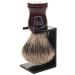 Parker Safety Razor, Premium Handmade "LONG LOFT" 3-Band Pure Badger Bristle Shaving Brush with Rosewood Handle  Brush Stand Included