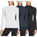 ATHLIO Women's Thermal Long Sleeve Tops, Mock Turtle Shirts, Fleece Lined Compression Base Layer Thermal Turtle 3pack Black/ Charcoal/ White X-Large