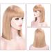 Hbingbing 12 Inch Blonde Bob Wig with Bangs | Short Straight Synthetic Wig - Heat Resistant Fiber - 4 Colors Available - Buy Online on GoSupps.com