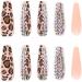 JUSTOTRY 24 Pcs Leopard French Press on False Nails with Diamonds Brown Ballerina Stick on Nails for Women - Acrylic Coffin Fake Nails with Glue - Nail Art Jewels - Buy Online on GoSupps.com