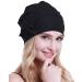 osvyo Cotton Chemo Turbans Headwear Beanie Hat Cap for Women Cancer Patient Hairloss One Size Cotton Black