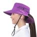 Lesgrod Womens Ponytail Sun Hat UV Protection Bucket Hats Foldable Wide Brim Hat for Beach Fishing Hiking Pure Purple