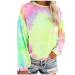 Nihewoo Teen Girls Sweatershirts Tie-Dye Crewneck Pullover Tops Long Sleeve Tee Tunics Cotton Shirts Sweater Small Green