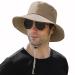 Muryobao Men Sun Hat Summer Wide Brim UPF 50+ Breathable Boonie Hats Waterproof Foldable Safari Cap Khaki