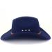 Western Style Wide Brim Fedora Hat with Belt - Navy Blue - for Men & Women - Buy Online on GoSupps.com