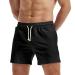 AIMPACT Mens Workout Sweat Shorts 5 Inch Cotton Casual Fitness Running Shorts with Pockets Black Medium