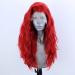 Choshim Hair Red Color Synthetic Lace Front Wig Loose Body Wave Heat Resistant Fiber Pre Plucked Fire Fashion Red Hair Replacement Long Wavy Curly Lace Wig 24 Inches for White and Black Women
