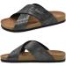 COFACE Men's Leather Flat Sandals Fashion Cork Sandals for Men Beach Slides Sandals with Arch Support 7.5 Grey Without Logo