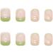 Justotry 24 Pcs Green & Nude Swirl Fake Nails - Short Stick on Nails with Designs for Women | Acrylic Square False Nails with Glue for Nail Art - Buy Online on GoSupps.com