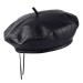 Samtree Classic PU Leather French Beret Hat for Women, Adjustable Solid Color Artist Painter Cap 1-black 1