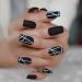 A N K 24 pieces Black false Nails medium length full coverage Glossy fake Artificial nails (Black Strip nail) Striped - Buy Online on GoSupps.com
