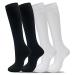 fenglaoda 4 Pairs Compression Socks for Women & Men 20-30mmHg Knee High Nurse Pregnant Medical Running Travel Athletic socks D-4pairs-black/White Large-X-Large