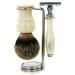 Buy Pure Silver Tip Badger Hair Brush with DE Safety Razor & Holder - Premium Shaving Accessories for a Luxurious Shave | International Shipping Available - Buy Online on GoSupps.com