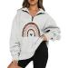 Women's Casual Autism Awareness Sweatshirts 1/4 Zipper Long Sleeve Fall Top Oversized Pullover Tunics Y2k Zip Up Fashion H63-white Large
