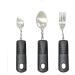 Extra Wide Bendable Cutlery Set for Elderly & Disabled - Easy Grip Handles, Ideal for Arthritis & Parkinson's (3PC Black) - Buy Online on GoSupps.com