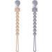 Ki Wednesday Silicon pacifier chain for young girls 2 piece of pacifier chain baby pacifier band soft baby pacifier chain set baby pacifier chain clip gift to baby elephant (cream white.grau)