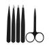 5-part tweezers made of stainless steel eyebrow tweezers set with travel label for eyebrows face/ingrown hair splinter precision-eye brewing set