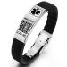 Theluckytag Medical Bracelets with QR Code for Men Women Sport Outdoor - Silicone Waterproof Wristband Fits Wrists Up to 9 inches - More Space Custom Emergency Medical ID Alert Information Butterfly Clasp - Plus Black+Silver