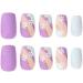 24 PCS Flower Press on Nails Matte Purple French False Nails Square Short Fake Nails Full Cover Stick on Nails for Women Girls Daily Wear Salon 08 - Buy Online on GoSupps.com
