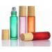 10 Pcs Frosted Glass Essential Oil Roll-On Bottles - 10ml Refillable Perfume Vials with Stainless Steel Balls & Wood Grain Caps - Purple Travel Massage Rollers - Buy Online on GoSupps.com