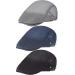 Geyoga 3 Pieces Mesh Newsboy Cap Mesh Breathable Summer Cap Adjustable Newsboy Beret Cap Cabbie Flat Cap Light Gray, Navy Blue, Black