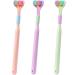 YQKOOP 3-page toothbrush soft bristle toothbrush with tongue scraper travel toothbrush for the complete tooth and gums care for adults green + violet + pink 1 count (pack of 1)