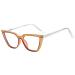 Qinzhenz Mode Cat Eyes Computer Readers Women Clear View Reading Class Anti Blue Light Trendy Flat Light Mirror (Color: Tea Size: +300) +300 Tea