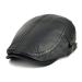 VOBOOM Men Women Adjustable Genuine Leather Ivy Cap Newsboy Hat Black