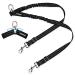 Yangbaga Double line adjustable 360 rotatable dog leash for 2 dogs - reflective elastic leash to go jogging - for small medium -sized and large dogs (large black) Large black