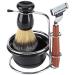 Atyhao 4 Piece Shaving Set for Men | Stainless Steel Razor Brush Bowl & Holder - Perfect Grooming Kit for Precision Shaving - Buy Online on GoSupps.com