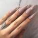 Brishow Artificial Nails Long Pure Color Nails for Sticking on Press on Nails Grey Full Cover 24 Pieces for Women and Girls (Nude)