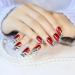 YUNAI 24 PCS Red Wine Oblique Leopard French Ellipse False Nails - Medium Length Full Cover Fake Nails - Buy Online on GoSupps.com
