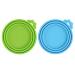 igadgitz home U7245 Food Grade Reusable Silicone 3 in 1 Sizes Pet Food Can Lids Covers Dog Can Lids Cat Tin Lids - Pack of 2 - Blue and Green